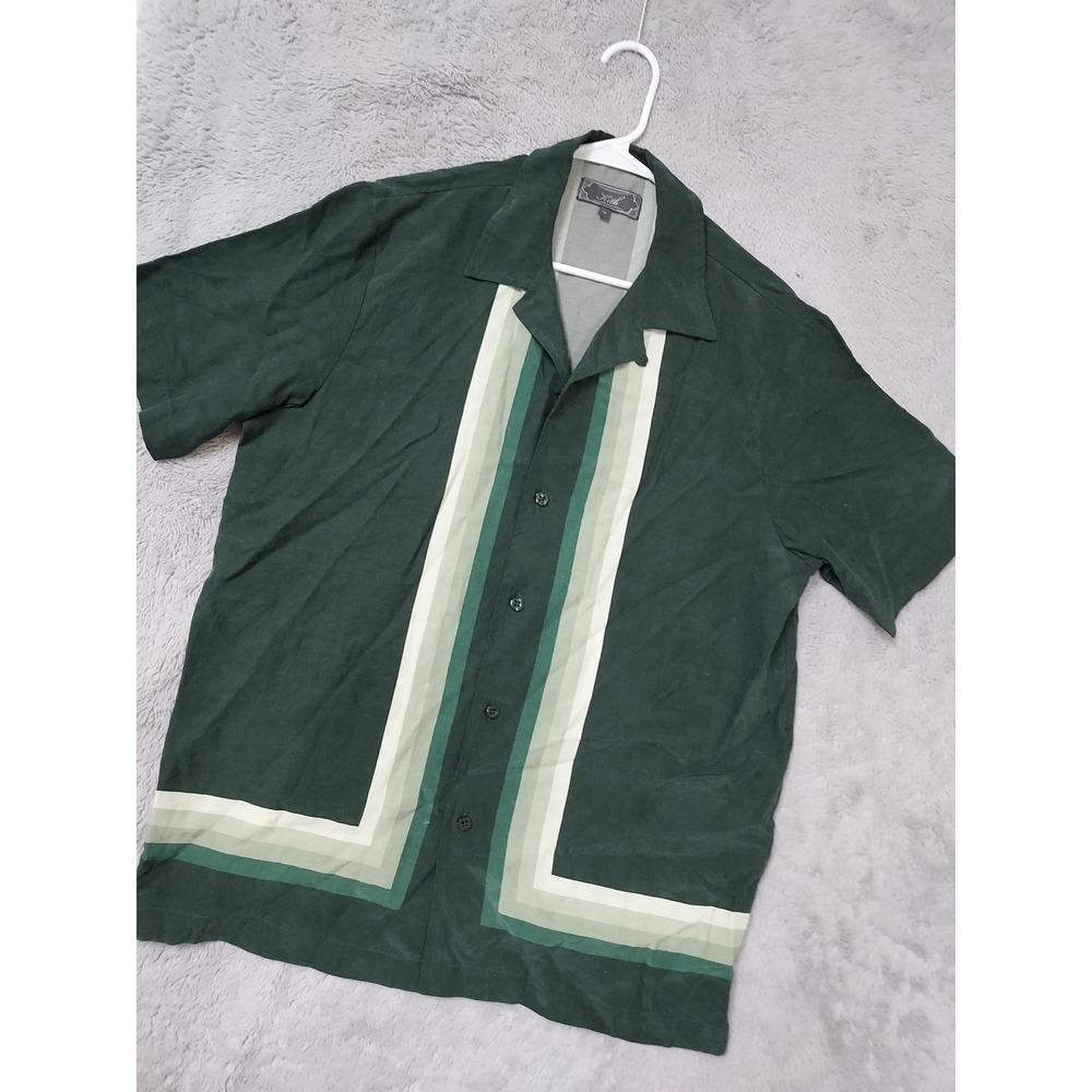 Kith Shirt Mens Medium Summer Classics 23 Cupro Linen Striped Camp Collor Green